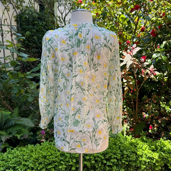 Veronica Beard Walker Pintucked Silk Blouse Sz 2 - Picture 3 of 11